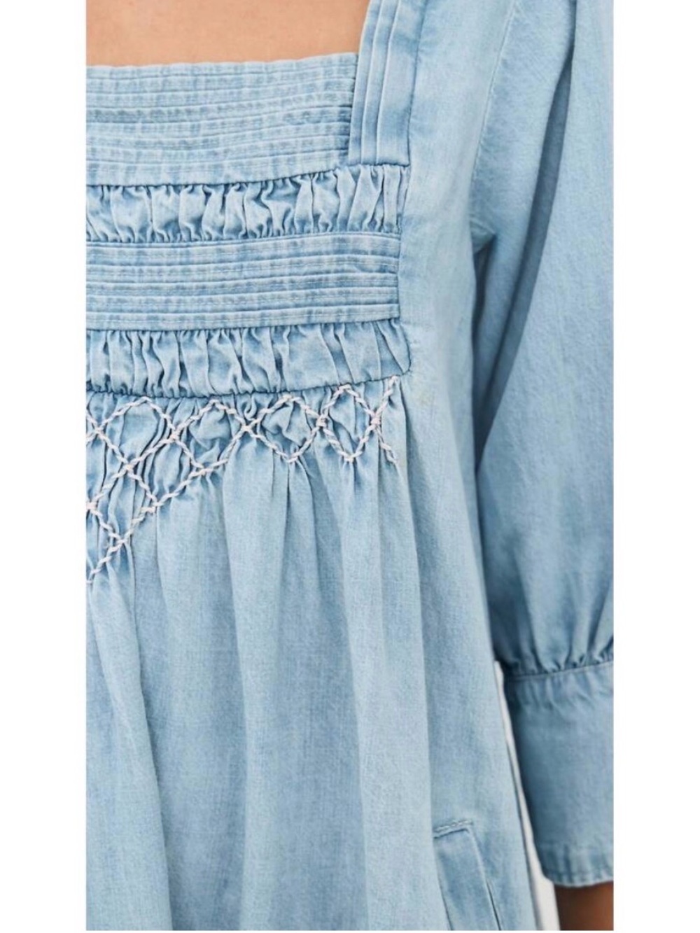 NWT Free People Sonora Denim Mini Dress In Cornflower - Picture 5 of 11